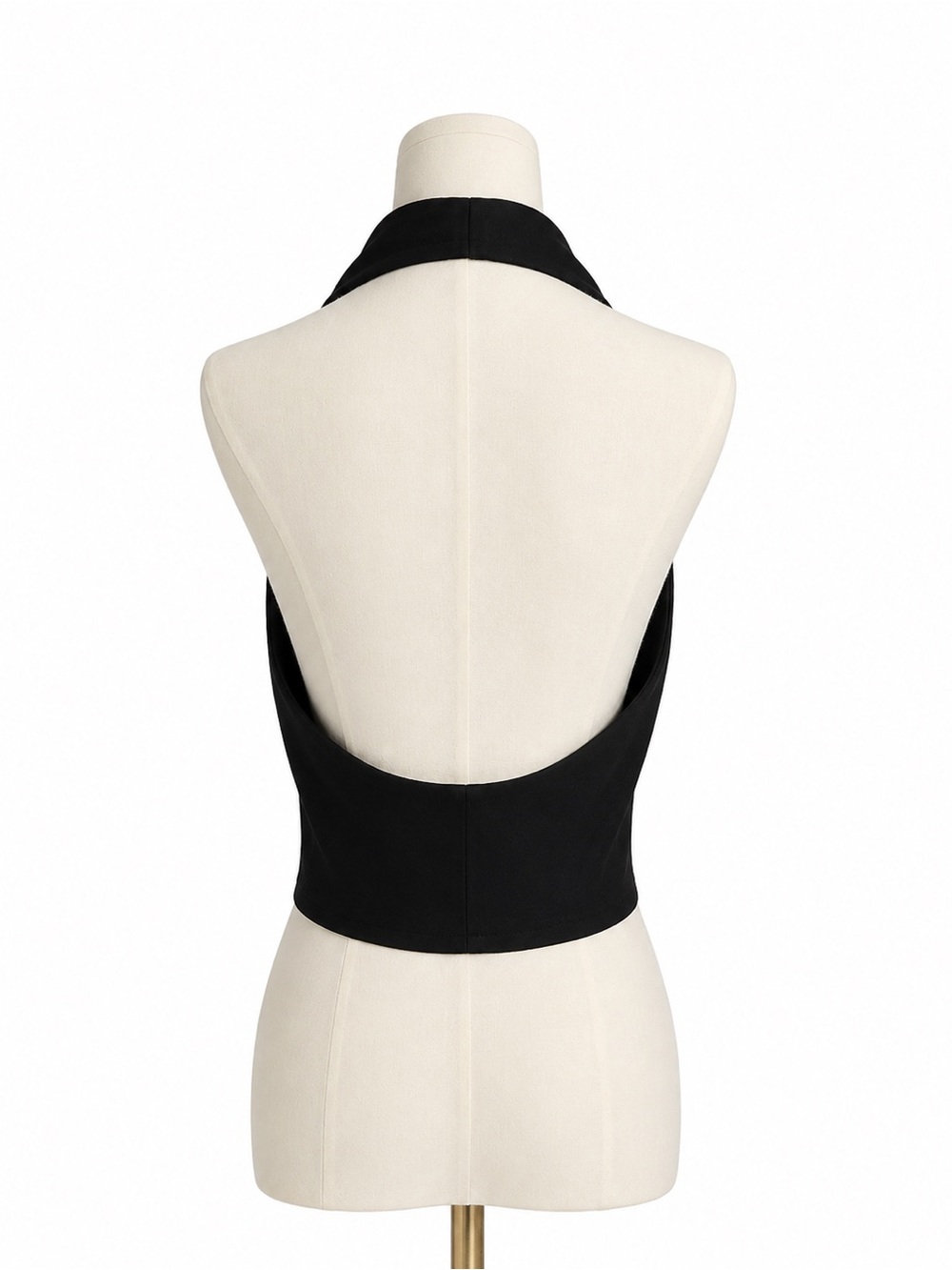 Just Be Queen Womens Black linen halter top with adjustable string on bottom - Picture 3 of 7